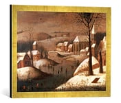Kunst für Alle 'Image encadrée de Pieter Brueghel Le Jeune Paysage d'hiver avec Oiseau en Cas d'art dans Le Cadre de Haute qualité Photos Fait Main, 60 x 40 cm, Or Raya