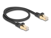 Delock - Patch-Kabel - Rj-45 (Hane) Till Rj-45 (Hane) - 50 Cm - 7 Mm - S/Ftp - Cat 6A - Formpressad, Hakfri, Braided Coating - Svart