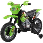 Moto Cross électrique enfant 3 à 6 ans 6 v phares klaxon musiques 102 x 53 x 66 cm vert et noir - Vert