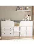 Very Home Peyton Kids Mid Sleeper Bed with Drawers, Cupboard and Mattress Options (Buy and SAVE!) - White/Grey - Cabin Bed Only, Grey