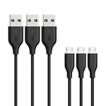 Anker PowerLine Micro USB cable 0.9m x3 Set of fast charging high-speed F/S NEW