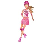 Simba 105733268 – Steffi Love Glitter Skates, poupée de jeu avec tenue de skateboard scintillante, protection et casque, patins à roulettes 2 en 1 deviennent des talons hauts, 29 cm, à partir de 3 ans