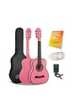 3Rd Avenue 1/2 Size Kids Classical Guitar Beginner Bundle - 6 Months Free Lessons - Pink