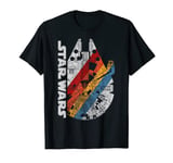 Star Wars Millennium Falcon Top View Striped Poster T-Shirt