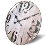 Westzytturm 50cm Wooden Wall Clock with Curved Glass and Very Large 3D Number Black Silent Non Ticking Decorative Big Wall Clocks for Living room Bedrooms Office Home Kitchen Mantel