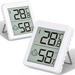 Aircode Thermomètre Intérieur, 2 Sets Mini LCD Digital Thermometre Hygrometre à Poser ou à Suspendre pour Intérieur Salon Chambre de bébé Bureau Réfrigérateur