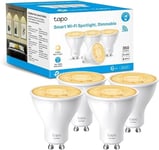 TP-Link Tapo Smart WLAN Light Bulb GU10 Tapo L610 4 Pieces, Energy Saving, 2.9 W Equivalent to 50 W, Dimmable Alexa Smart Lamp, Smart Home Alexa Accessories, Google Assistant, White