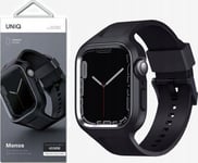 Uniq Apyrankė Monos 2In1 Apple Watch Strap + Case Series 4/5/6/7/8/9/Se/Se2 44/45Mm. Midnight Juodas