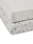 Ickle Bubba Baby Cot Bed Sheets (2 Pack)- Cosmic Aura - Grey, Grey