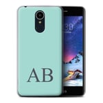 Stuff4 Personalised Phone Case for LG K8 2017/M200 Custom Pastel Monogram Turquoise Transparent Clear Ultra Soft Flexi Silicone Gel/TPU Bumper Cover