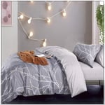Trimming Shop Single Duvet Cover Set with Zipper Closure and 1 Pc Pillow Case (Branches on Grey), Premium Hypoallergenic Microfibre Bedding Set, Easy Care Quilt Cover Bed Sets