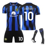 23-24 Inter Milan Hemmatröja Nr 10 Lautaro 9 Zeko Barn Vuxen Set - Fotbollströja - 10 med Strumpor 26(140-150cm)