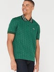 Lacoste All Over Monogram Polo Shirt - Green, Green, Size S, Men