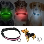 Hund-halsband med LED belysning -  M (Storlek: M)