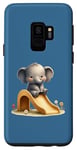 Galaxy S9 Blue Adorable Elephant on Slide Cute Animal Theme Case