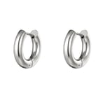 Klassiska Blanka Små Silver Örhängen / Hoop / Creoler i Rostfritt Stål med Rundad Design - 17 mm Silver