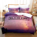 Blackpink 3D-tryckt Sängklädesset Täcke Sängöverkast Kuddfodral Barnpresent UK ENKEL 135x200cm E