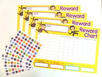 4 x Childrens Reward Charts and 250 Stickers for Rewarding Kids Good Behaviour