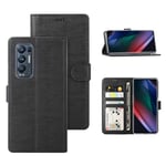 Foluu for Oppo Find X3 Neo Case, Find X3 Neo Cover Wallet Case Card Holster Canvas Flip/Folio Soft TPU Cover Bumper with Kickstand Ultra Slim Strong Magnetic Closure for Oppo Find X3 Neo 2021 (Black)