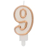 Folat 24159 Candle Simply Chique Gold Number 9-9 cm-Cake Decorations for Birthday Anniversary Wedding Graduation Party, 9 cm