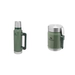 Stanley Classic Legendary Thermos Flask 1.4L - Keeps Hot or Cold for 40 Hours & Classic Legendary Food Jar 0.4L with Spork - Keeps Cold or Hot for 7 Hours - BPA-Free Stainl