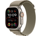 APPLE Watch Ultra 2 Cellular - 49 mm Titanium Case with Olive Alpine Loop, Large, Green,Silver/Grey