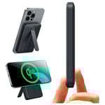 ESR Qi2 MagSlim PowerBank m. Kickstand - 15W / 5000 mAh - MagSafe Kompatibel - Svart