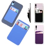 Credit Pocket Adhesive Cell Phone Holder Card Case Sticker Silic Blue