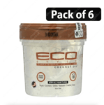 6 x Eco Style Gel Coconut Oil Adds Luster And Moisturizes Hair  16oz