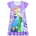 Frozen Princess Elsa Anna Printed T-shirt Dress Girl Nightdress purple 120cm