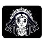 Blue Young Forest Witch Boho Girl Creative Graphic Artwork Black Contour Tattoo Home School Game Player Computer Worker MouseMat Mouse Padch