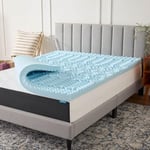 LUCID Surmatelas en Mousse à mémoire de Forme infusée de Gel - 7,6 cm - 5 Zones de Confort pour soulager la Pression - Mousse certifiée CertiPUR-US - Lit Double
