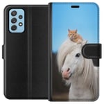 Samsung Galaxy A52 5G Svart Plånboksfodral Katt och Häst