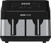 MONCOOK Double Air Fryer - 2 In 1 Airfryer 10L With 2 x 10L, Stainless Steel 