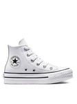 Converse Kids Girls Leather EVA Lift Hi Top Trainers - White, White, Size 10.5 Younger