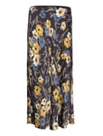 Lauren Ralph Lauren Floral Satin Charmeuse Midi Skirt Svart