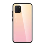 LAGUI Compatible for Samsung S10 Lite/Galaxy A91 Case, Cool Stylish Tempered Glass Back Ultra Thin Phone Cover, Yellow to pink