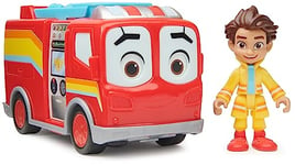 Disney Junior Firebuds, Bo et Flash, Figurine articulée et véhicule Camion de Pompier avec Mouvement des Yeux interactif, Jouets pour Filles et garçons à partir de 3 Ans.
