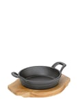 Serveringspande, Rund, 2 Håndtag, M/Træplade Home Kitchen Kitchen Tools Grill Tools Black Küchenprofi