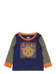 Levi's® Pixel Bear Colorblocked Tee Tops T-shirts Long-sleeved T-shirts Blue Levi's