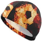 OMarcus Ball Fire Football Swimming Caps for Men and Women are Also Suitable for Boys and Girls.
