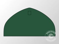Ändvägg enkel för tälthall, rundbågehall Lagertält Förrådstält 10x5,54m, PVC, Grön