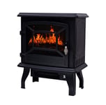 JHSHENGSHI Indoor Electric Stove Heating Fireplace Free-standing Fireplace Heater with Body Scalding Protection for Living Room Black