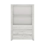 Furniture To Go Angel 3 Drawer Cupboard with Open Shelf, White Oak, 84x40x130.7 cm