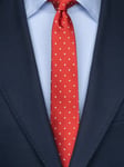Smal röd prickig slips - Polyester