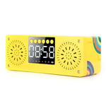Jectse Bluetooth Speaker,Portable Mini Wireless Wooden Speaker,Clock Sound Double Bass Outdoor Plug‑in Card Speaker, radio, clock, alarm clock(Yellow)