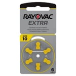 Hörapparatsbatterier 10 gul | Rayovac Extra Advanced | 6-pack