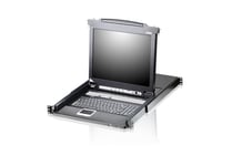 Aten 16-Port Ps/2-Usb Vga Lcd Kvm-Switch Med Kedjekopplingsport Och Stöd För Usb-Kringutrustning, 1920 X 1200 Pixlar, Wuxga, Rackmontering, 1U, Svart