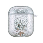 AirPods (1 &amp; 2. gen.) Plastik Deksel - Gjennomsiktig m. Sølv Glitter Vannfall