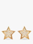 Eclectica Vintage Star Emblem Clip On Earrings, Dated Circa 1980s, Gold